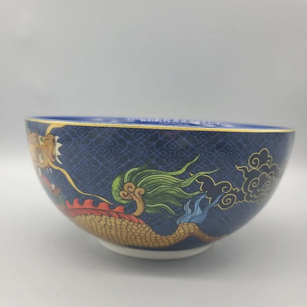 Williams Sonoma Lunar Noodle Serving Bowl Phoenix 7.25” Blue Dragons Sakura NEW